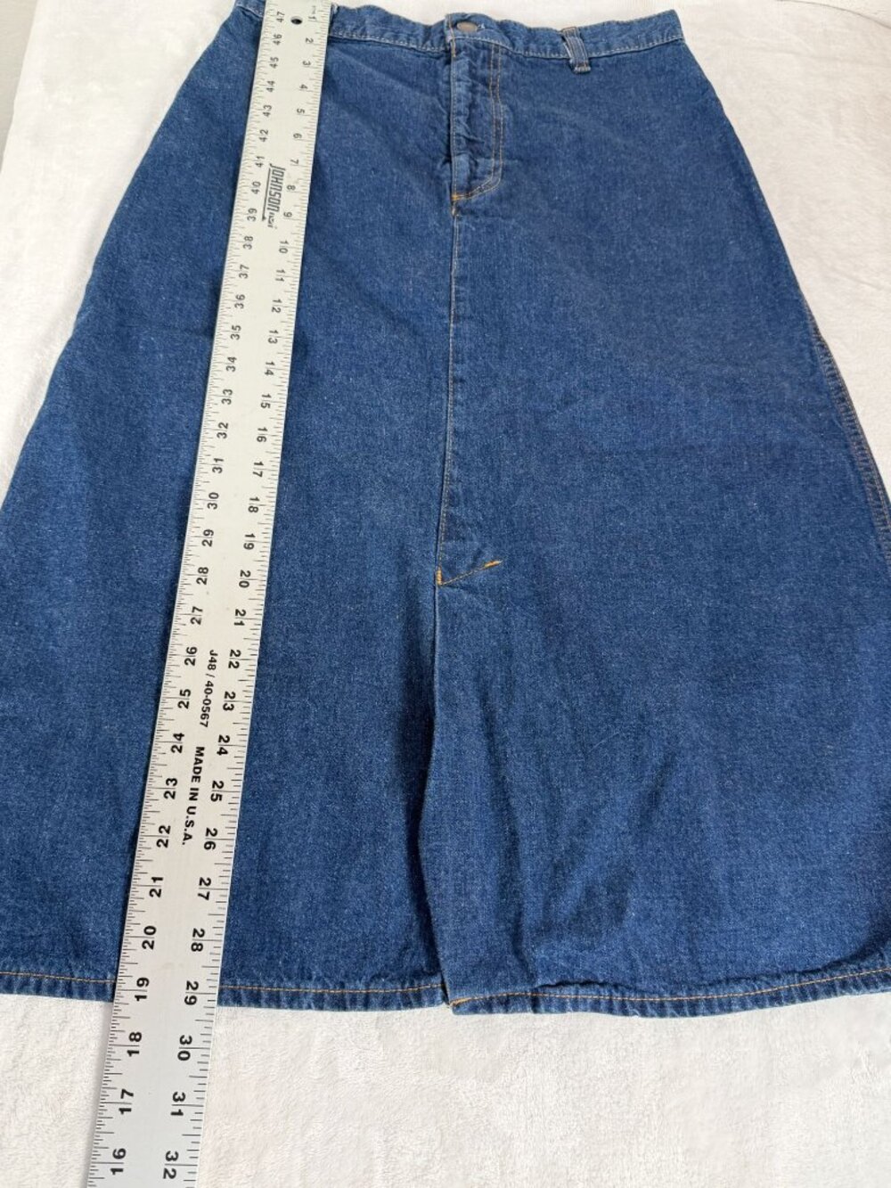 RARE Vintage Levis Denim Midi Skirt Farmers & Mechanics Patch Blue High-Waist 9 - Picture 9 of 10